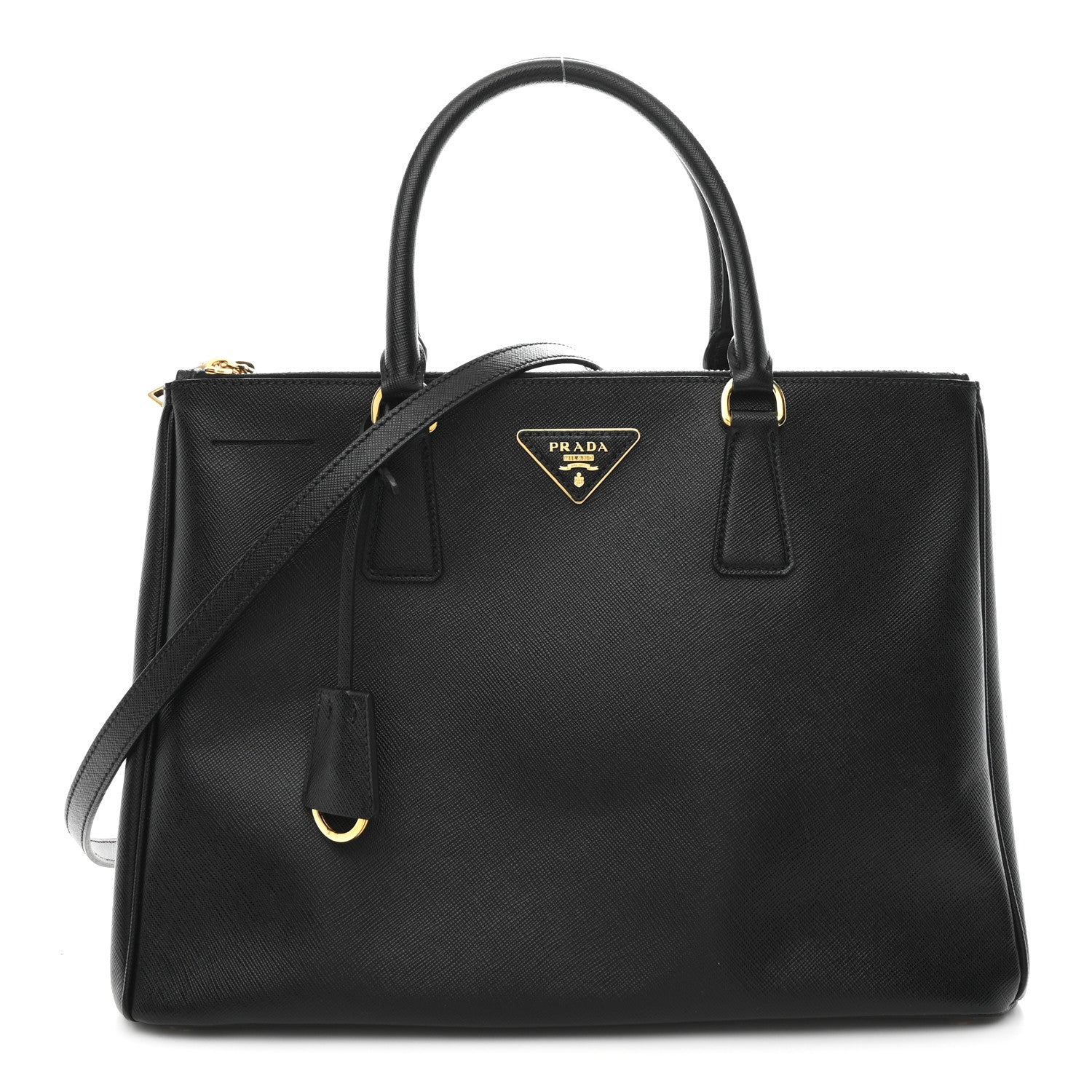 Prada Saffiano Lux Medium Galleria Double Zip Black Black