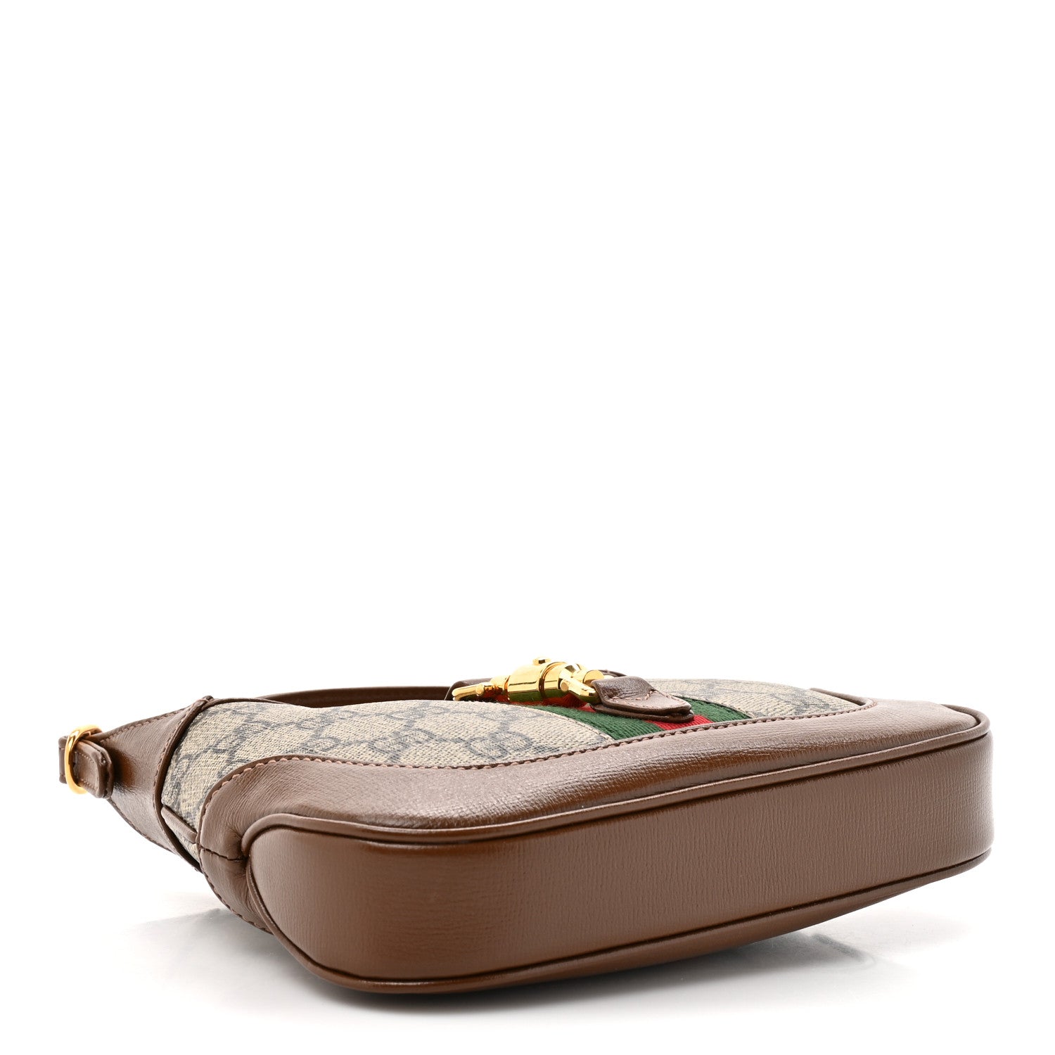 Gucci GG Supreme Monogram Azalea Calfskin Web Mini Jackie 1961 Hobo Beige Ebony Brown Sugar