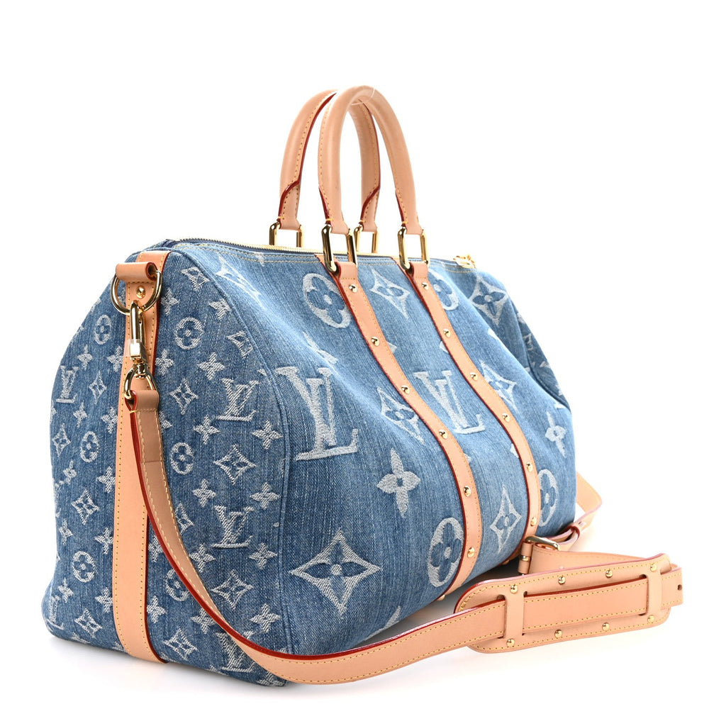 Louis Vuitton Denim Monogram New LV Remix Keepall Bandouliere 45 Blue