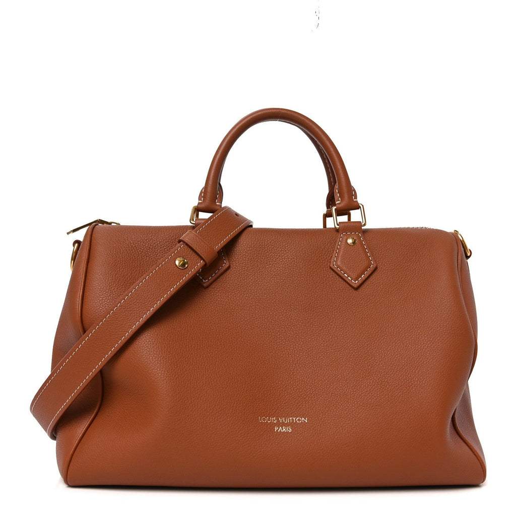 Louis Vuitton Grained Calfskin Low Key Speedy 30 Cognac