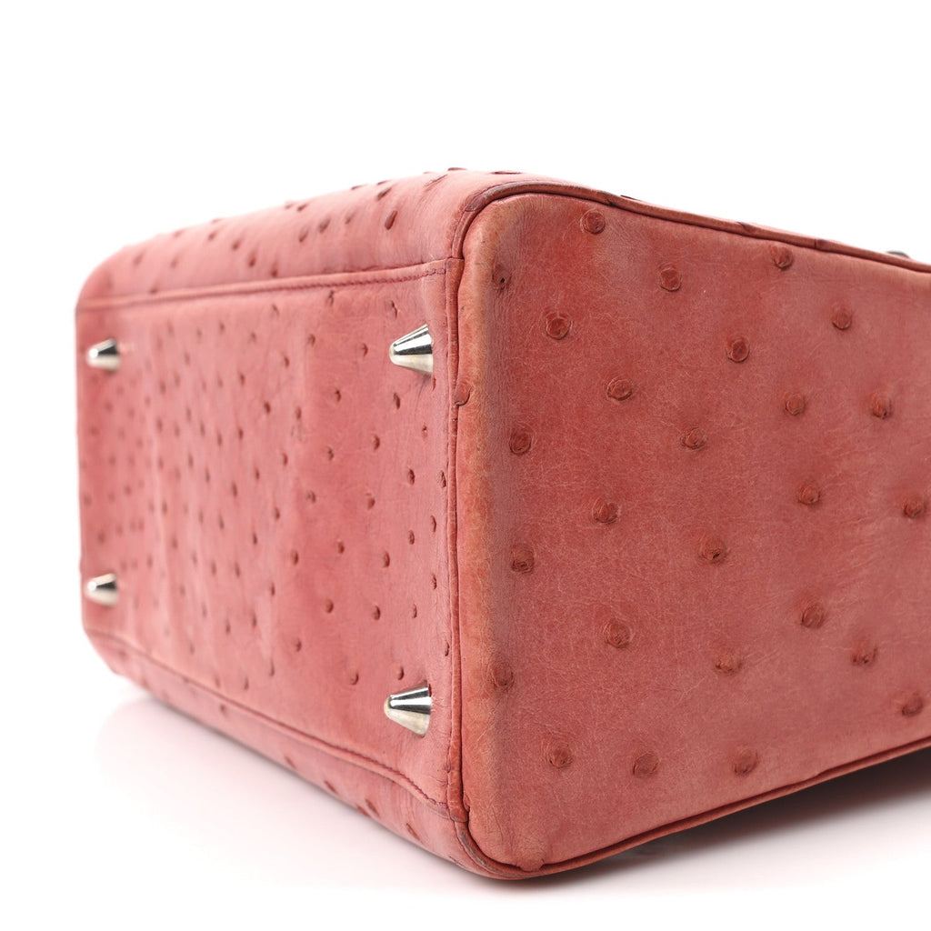 Christian Dior Ostrich Medium Lady Dior Red