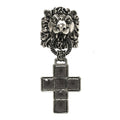 Gucci Enamel Brass Lion Head Crucifix Ring XL Black