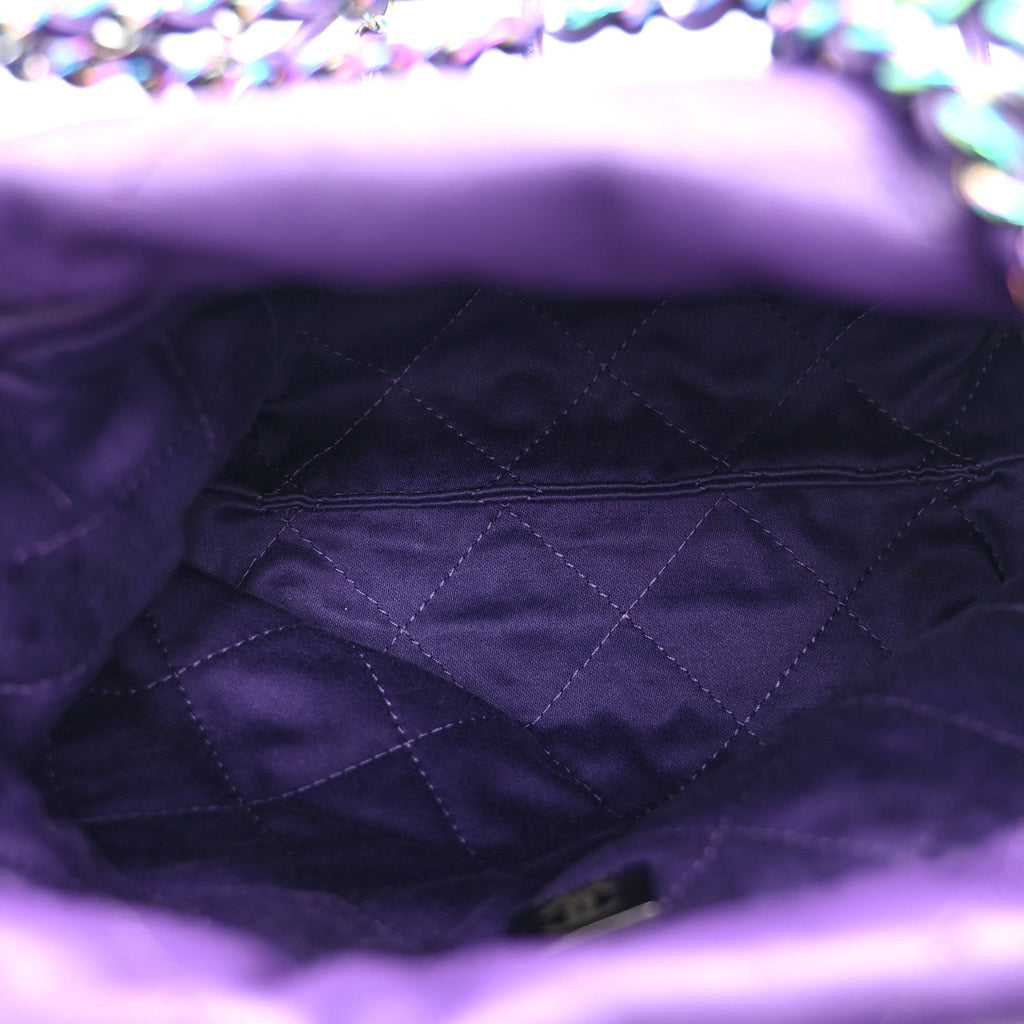 Chanel Shiny Calfskin Quilted Rainbow Mini Chanel 22 Purple