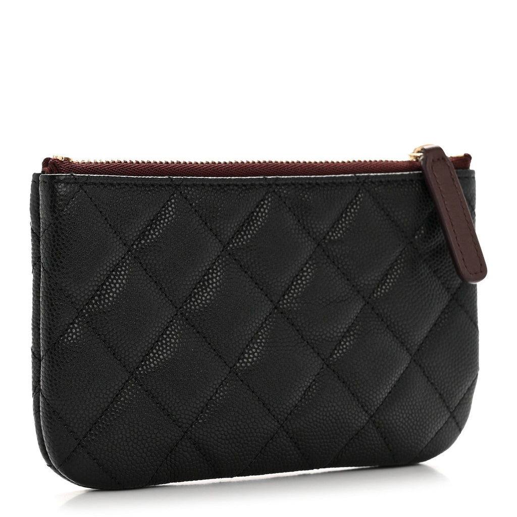 Caviar Quilted Small Cosmetic Case Black