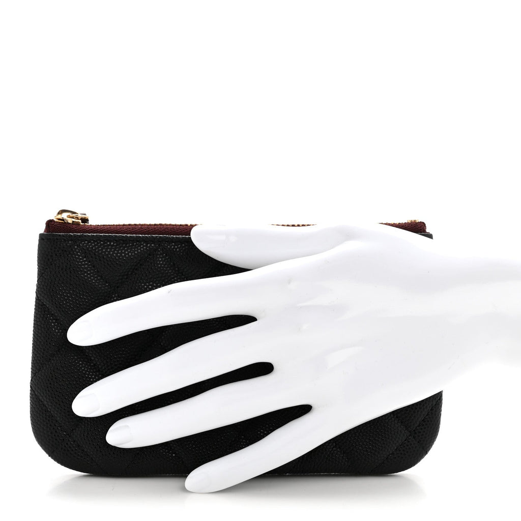 Caviar Quilted Small Pouch Black