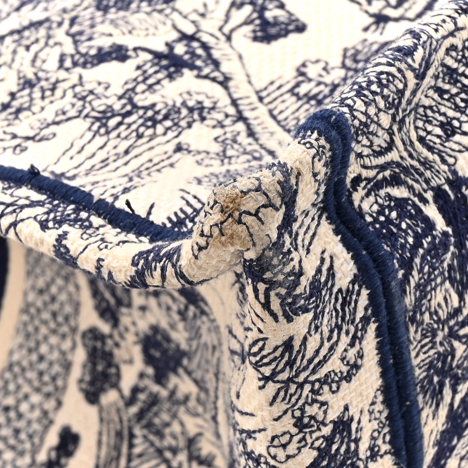 Christian Dior Canvas Embroidered Large Dioriviera Toile De Jouy Book Tote Blue