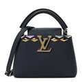 Louis Vuitton Taurillon Embellished Malletage Crown Mini Capucines Navy