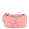 Gucci Calfskin Matelasse Small GG Marmont Shoulder Bag Wild Rose