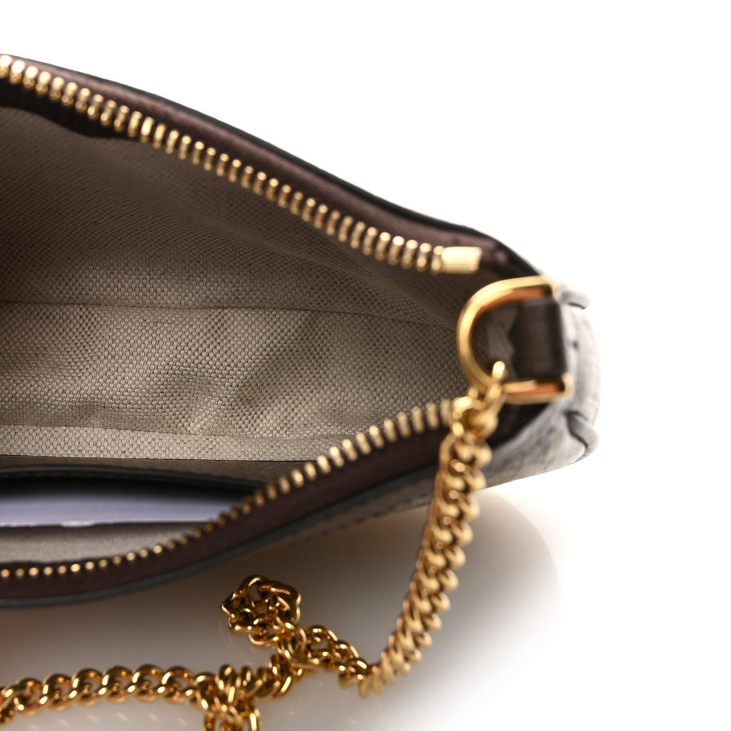Gucci GG Supreme Monogram Textured Dollar Calfskin Mini Ophidia Chain Bag Beige Ebony