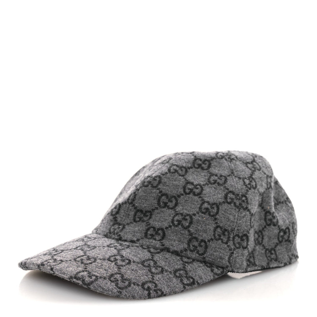 Gucci Covered Wool GG Monogram Baseball Hat L Grey Dark Grey Black