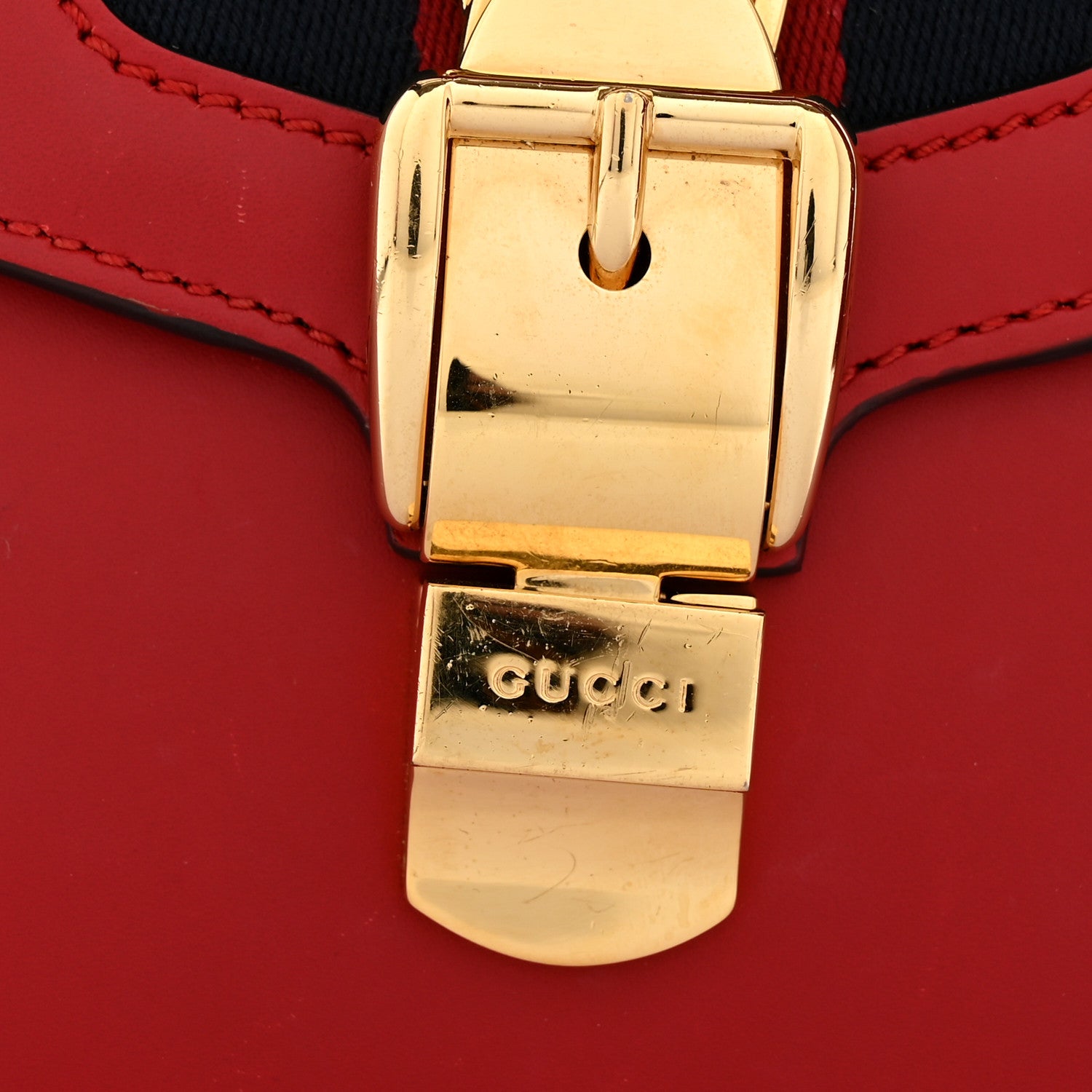 Gucci Calfskin Small Sylvie Shoulder Bag Hibiscus Red