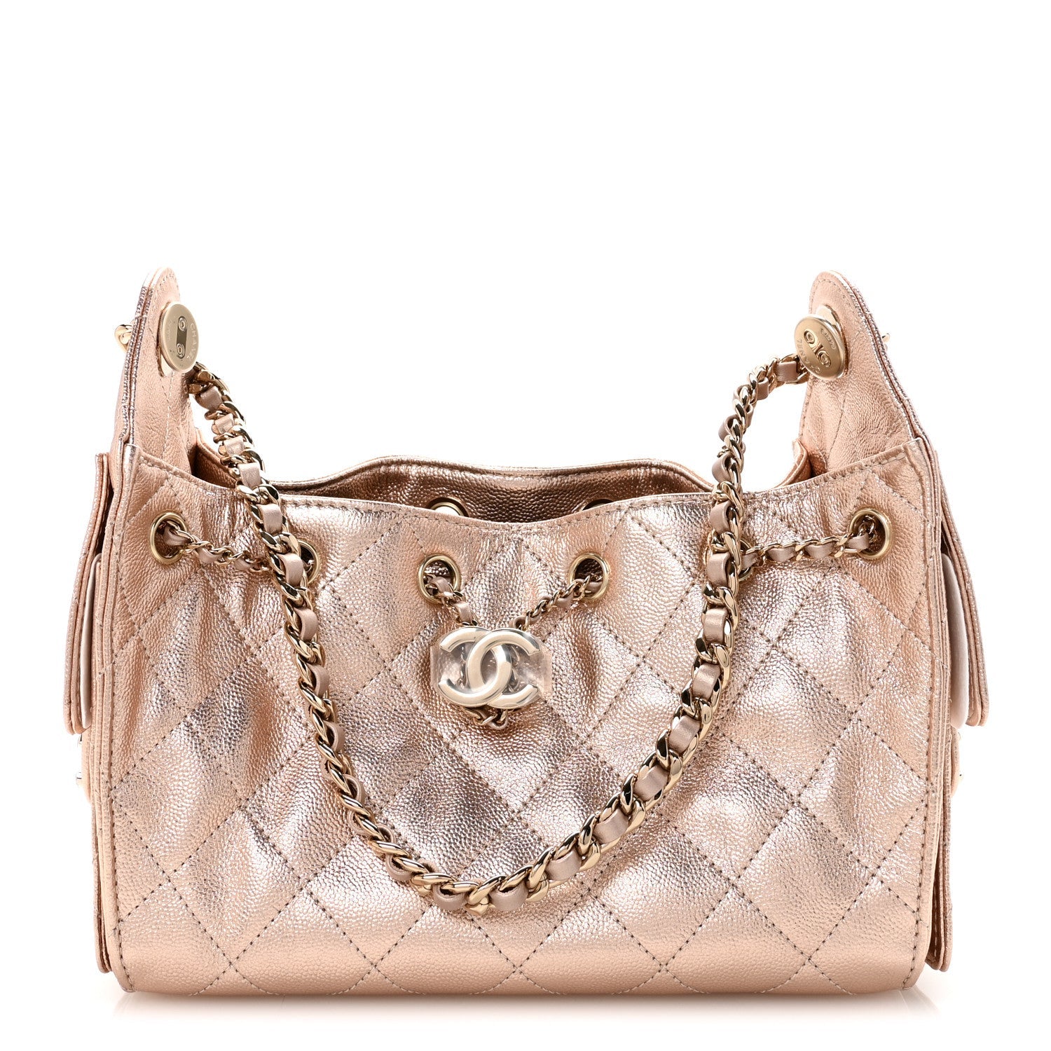 Chanel Metallic Caviar Quilted Mini Chanel 25 Handbag Copper