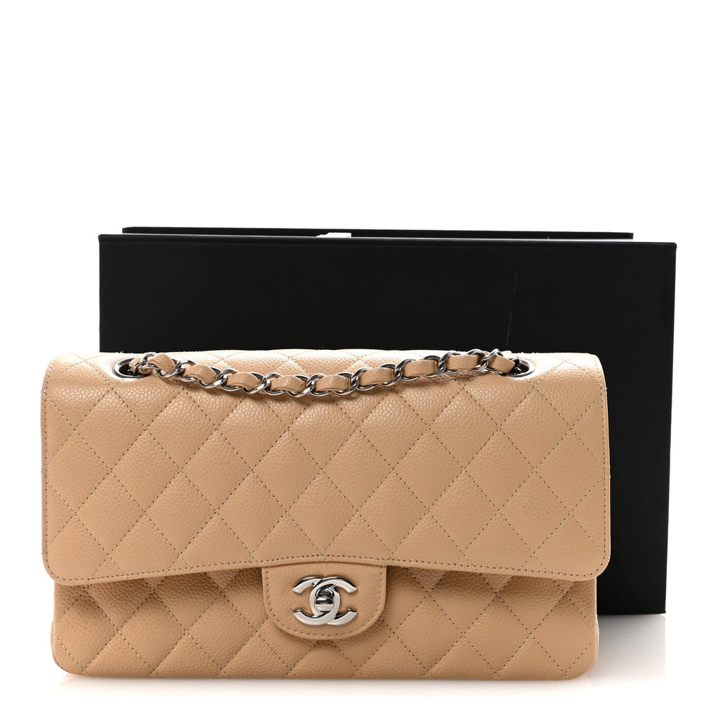 Chanel Caviar Quilted Medium Double Flap Beige