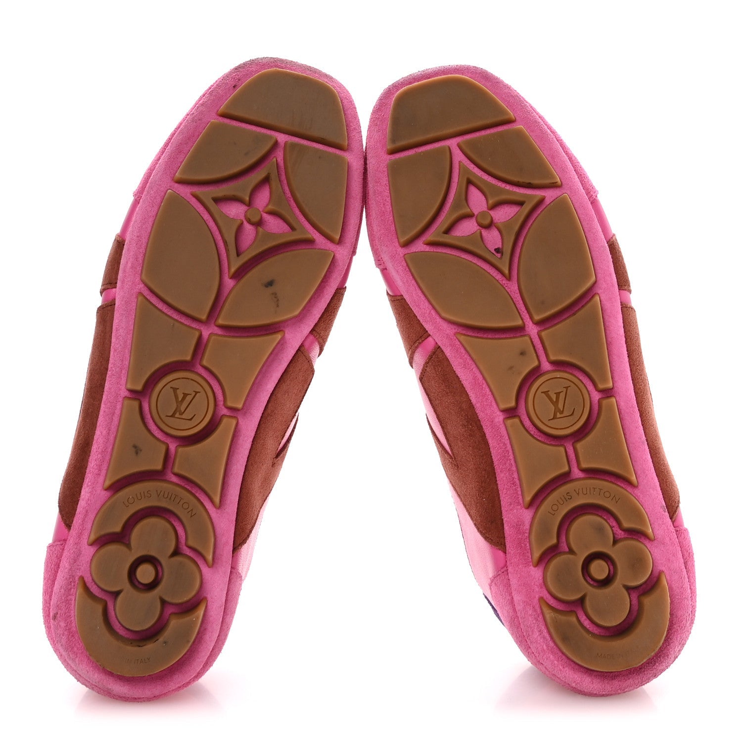 Louis Vuitton Suede Calfskin LV Sneakerina Sneakers 37 Fuchsia Pink