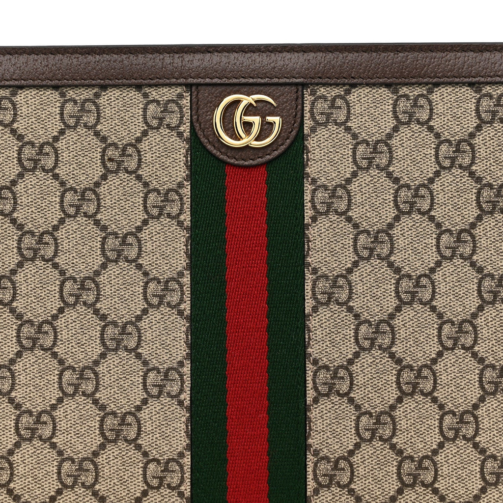 Gucci GG Supreme Monogram Web Ophidia Pouch Brown