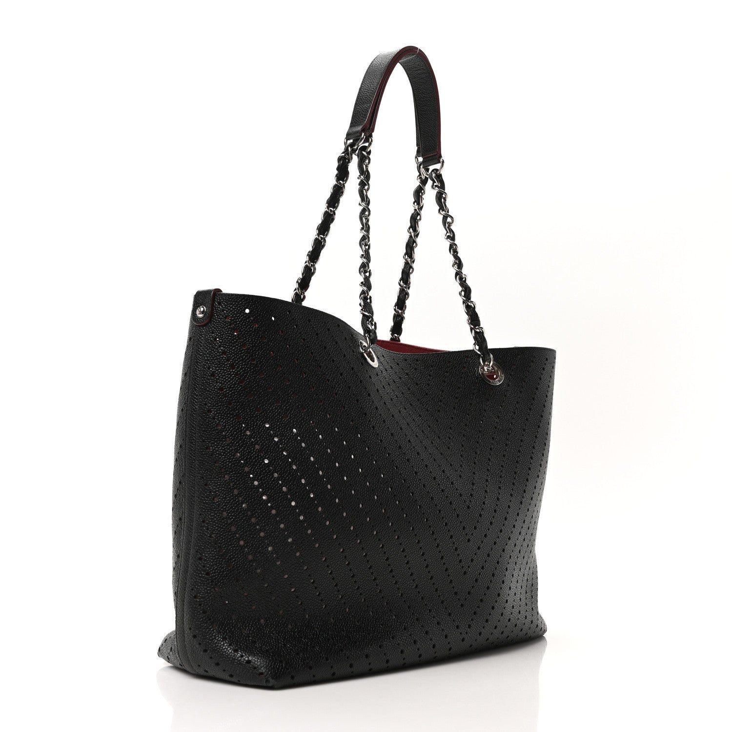 Chanel Perforated Grained Calfskin Large Shopping Tote Black