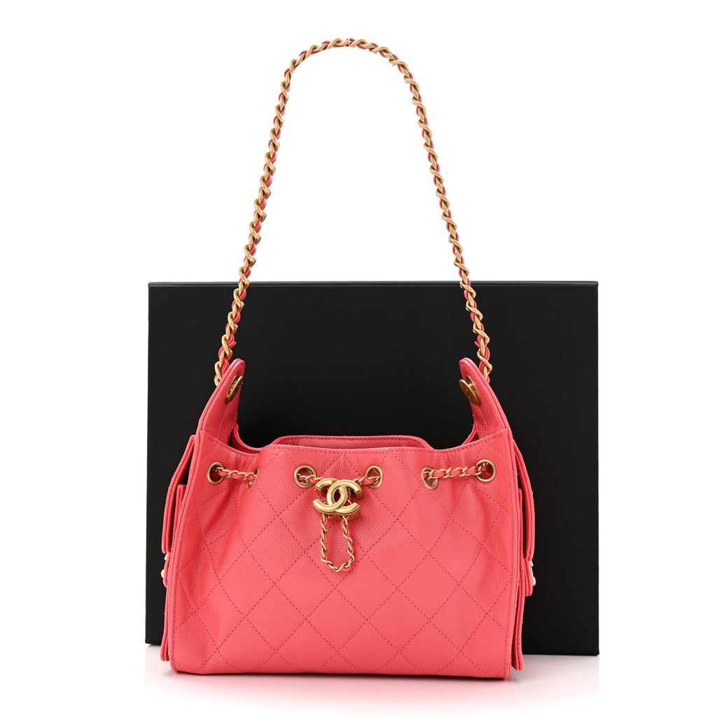 Chanel Caviar Quilted Mini Chanel 25 Handbag Coral