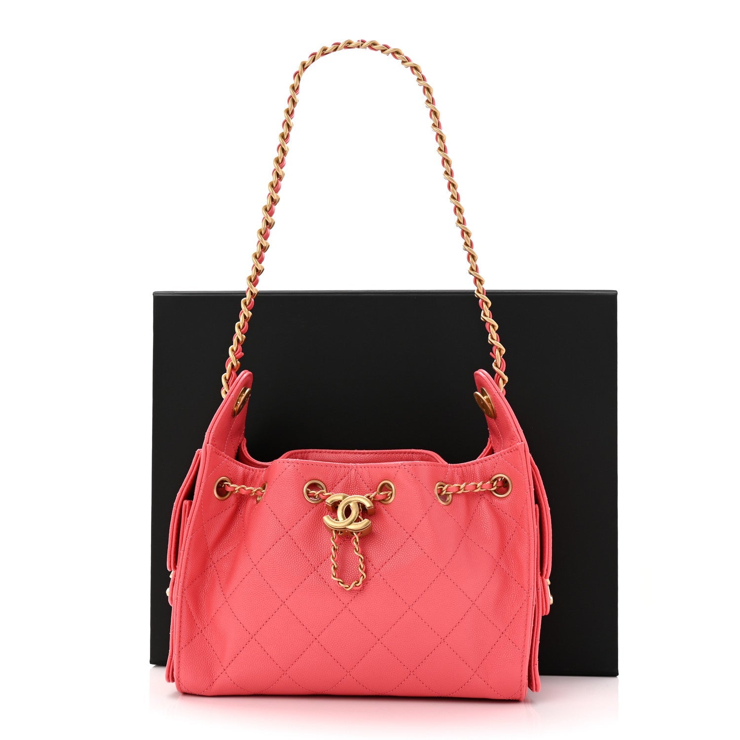 Chanel Caviar Quilted Mini Chanel 25 Handbag Coral