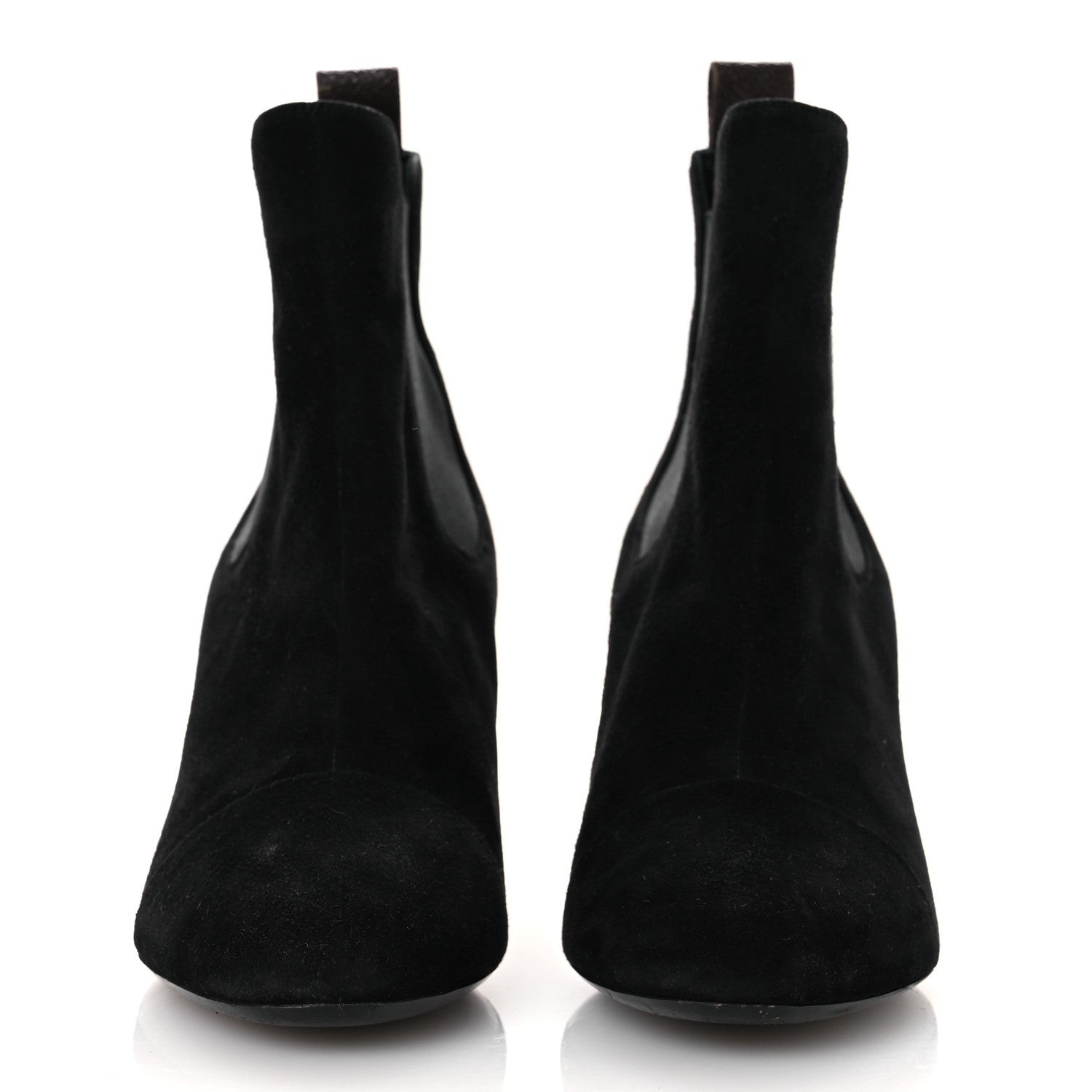 Louis Vuitton Suede Monogram Uniformes Cap Toe Chelsea 75mm Ankle Boots 37.5 Black