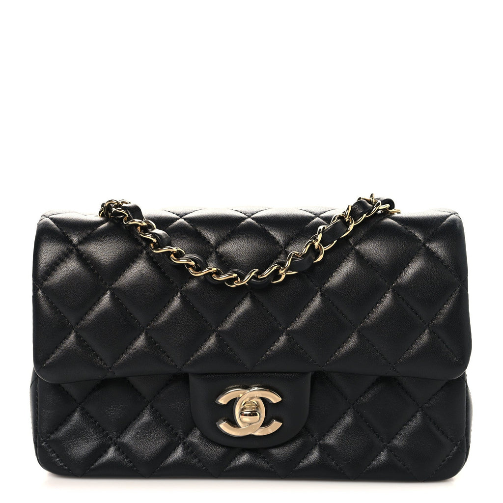 Chanel Lambskin Quilted Mini Rectangular Flap Black