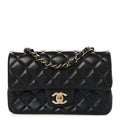 Chanel Lambskin Quilted Mini Rectangular Flap Black