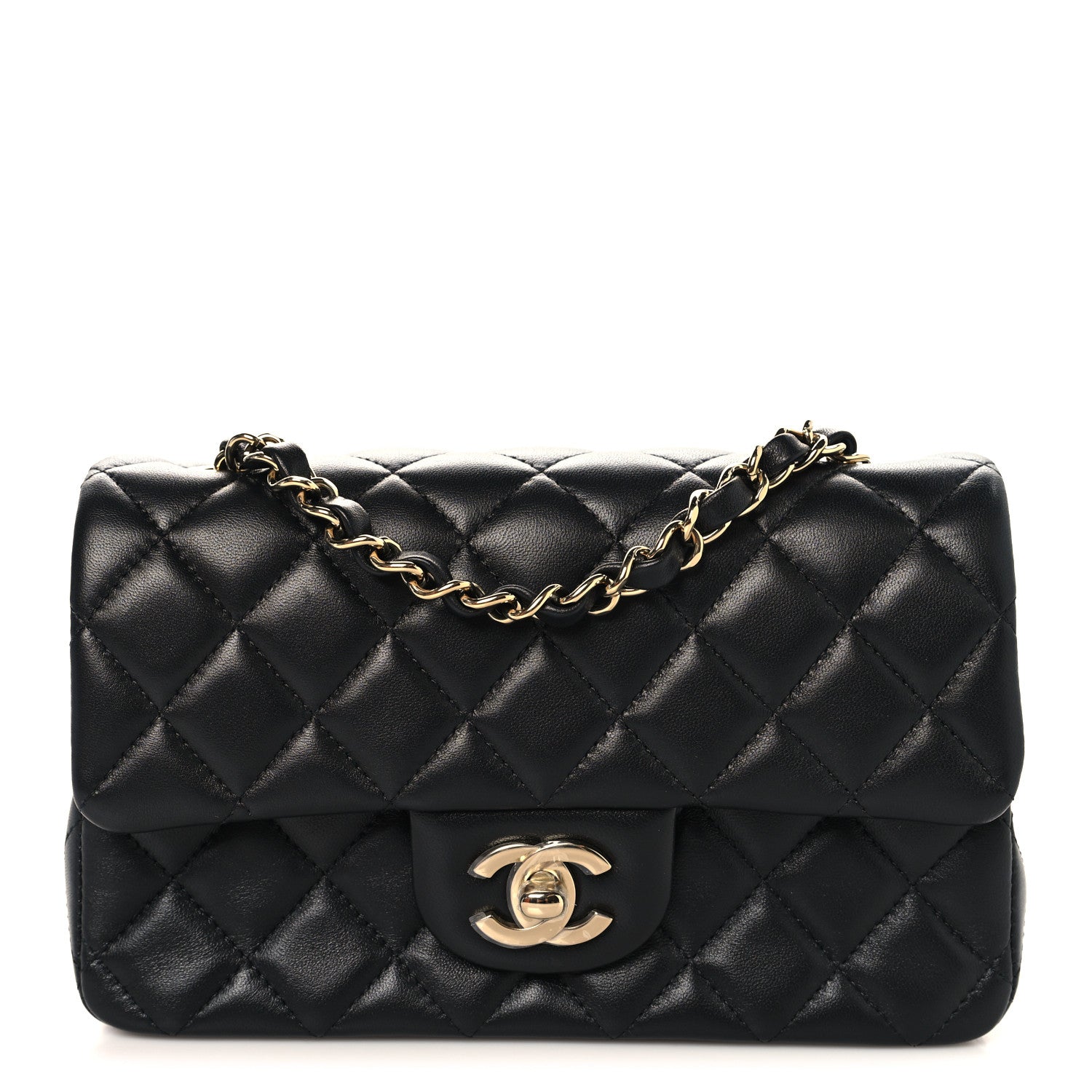 Chanel Lambskin Quilted Mini Rectangular Flap Black