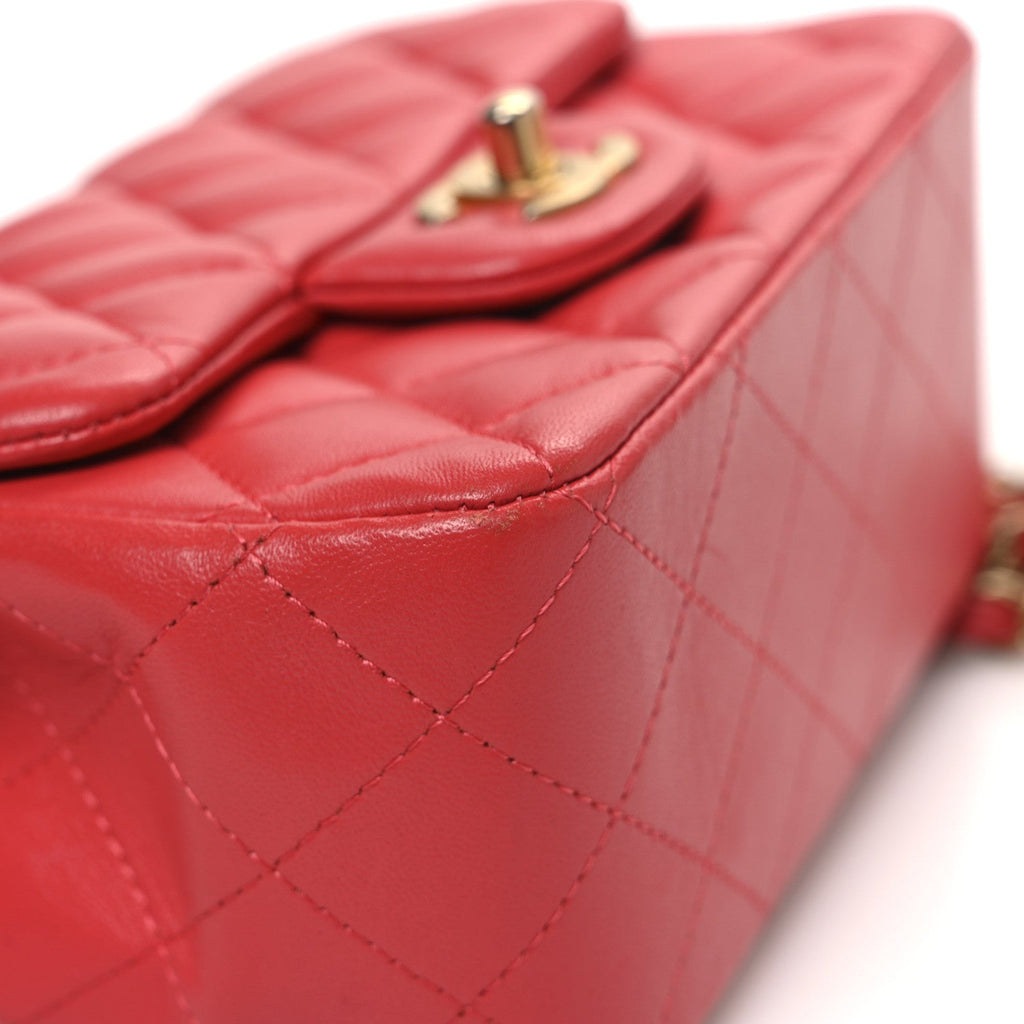 Chanel Lambskin Quilted Mini Square Flap Red