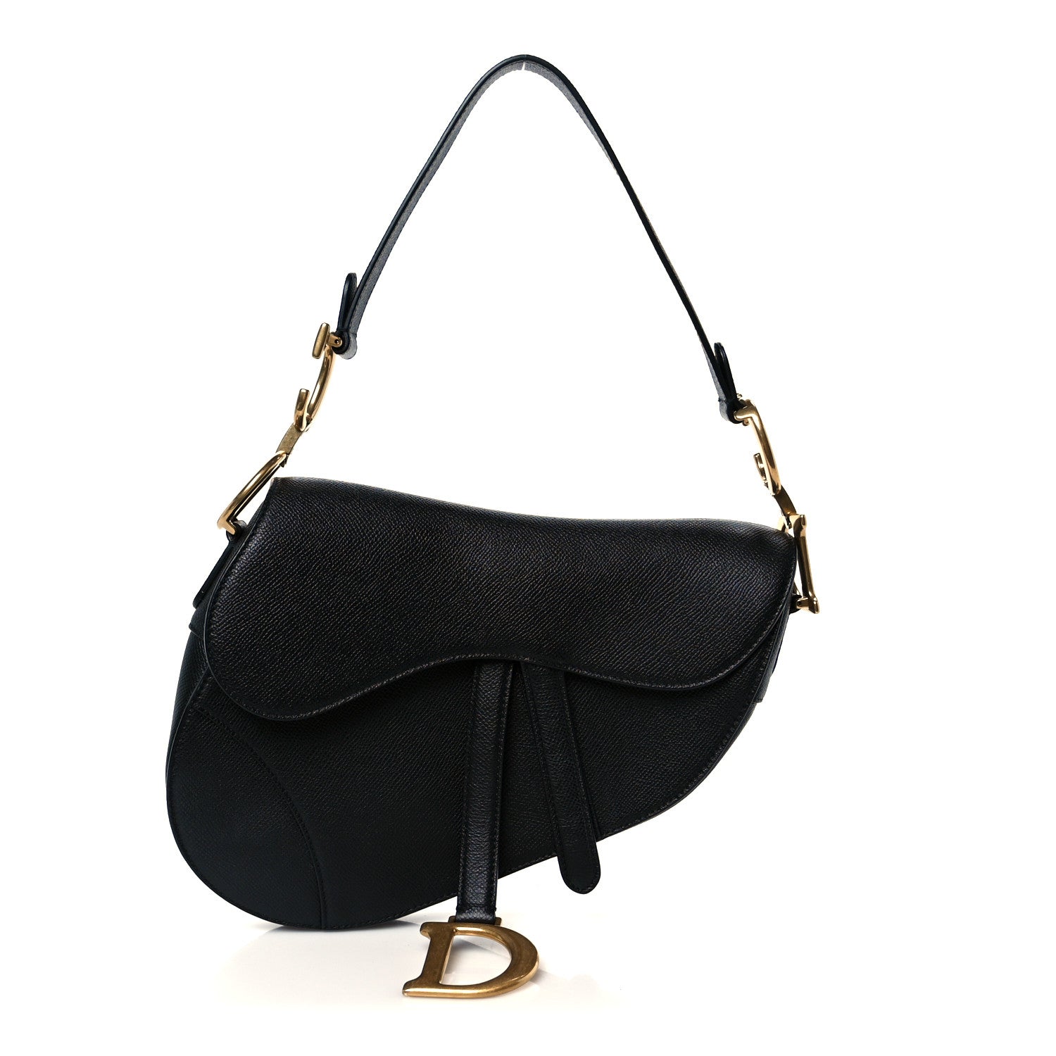 Christian Dior Grained Calfskin Saddle Bag Black