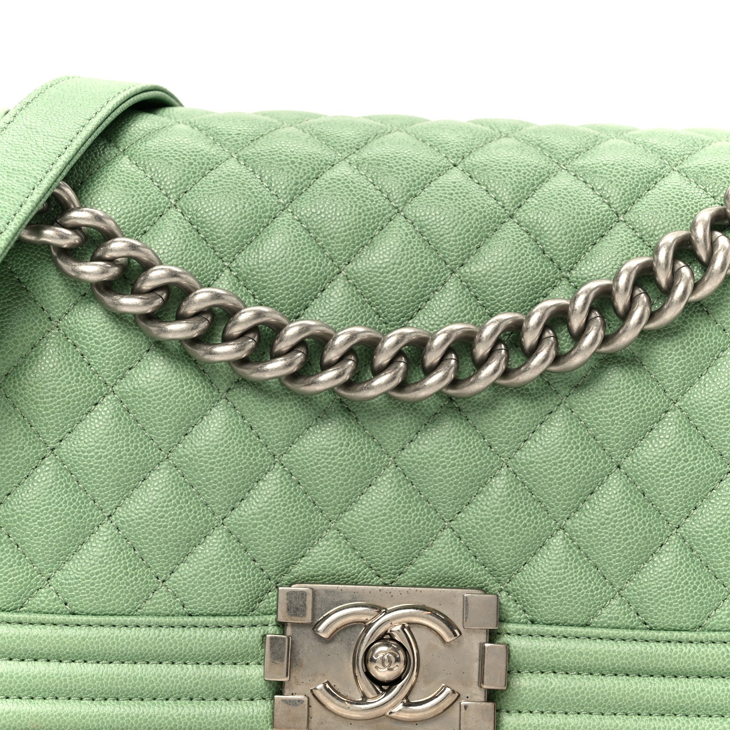 Chanel Caviar Quilted Medium Boy Flap Green