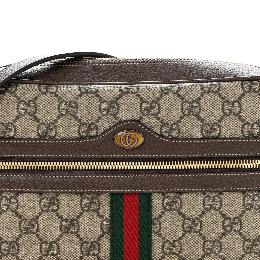 Gucci GG Supreme Monogram Web Small Ophidia Shoulder Bag Brown