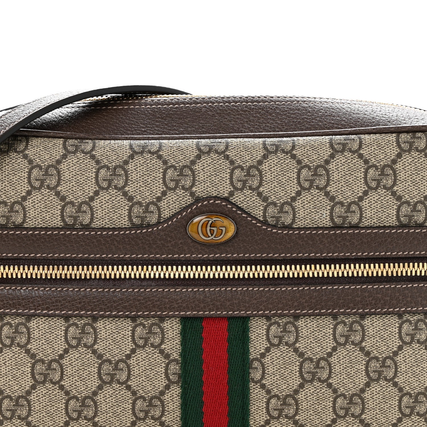 Gucci GG Supreme Monogram Web Small Ophidia Shoulder Bag Brown