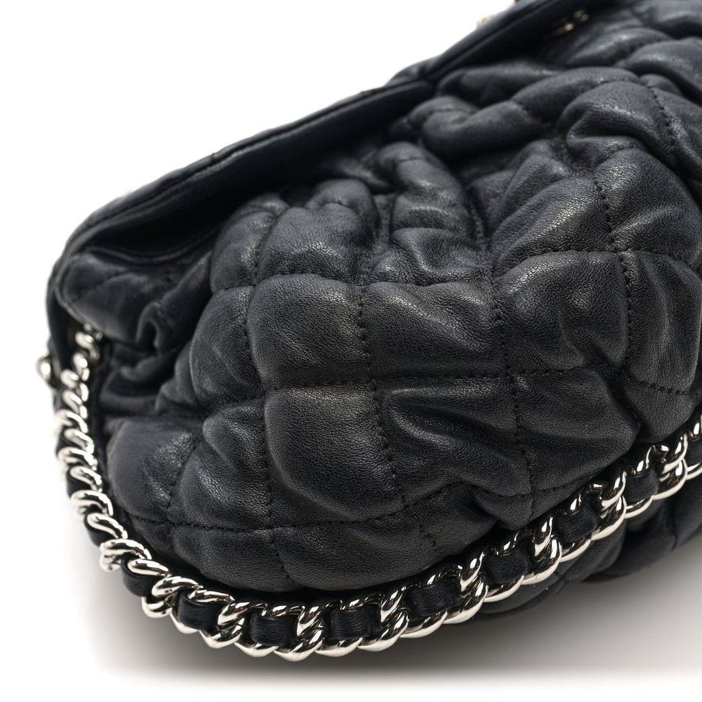 Chanel Washed Lambskin Quilted Medium Chain Around Messenger Black
