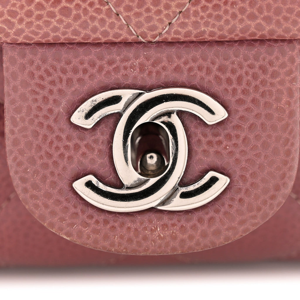 Chanel Caviar Quilted Clutch With Chain Flap Purple
