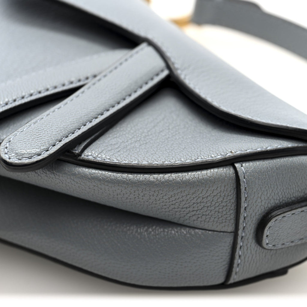 Christian Dior Grained Calfskin Mini Saddle Bag Sky Blue