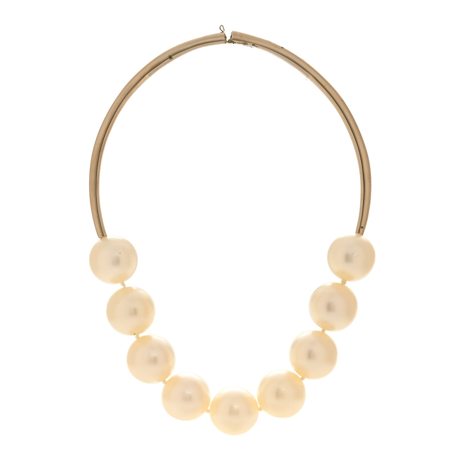 Metal Giant Pearl Choker Necklace Gold White