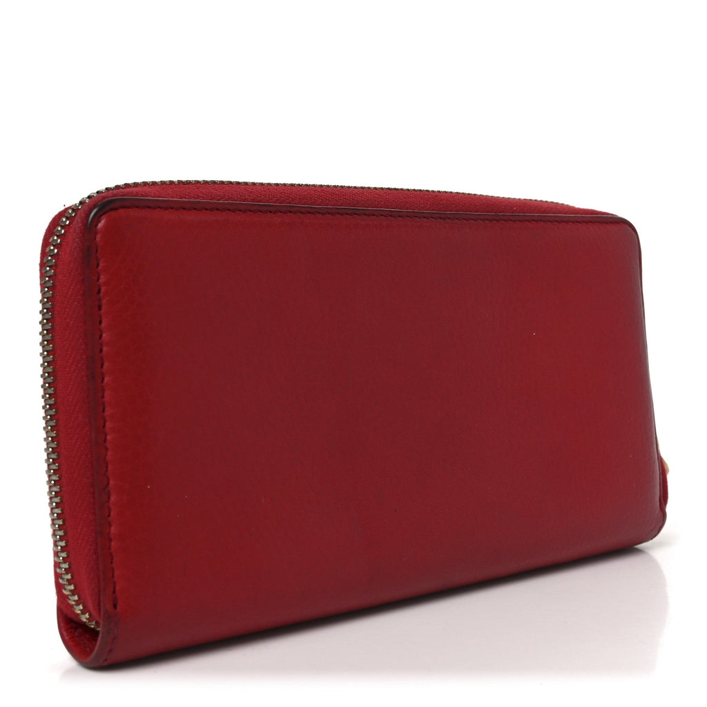 Gucci Pebbled Calfskin Soho Zip Around Wallet Red