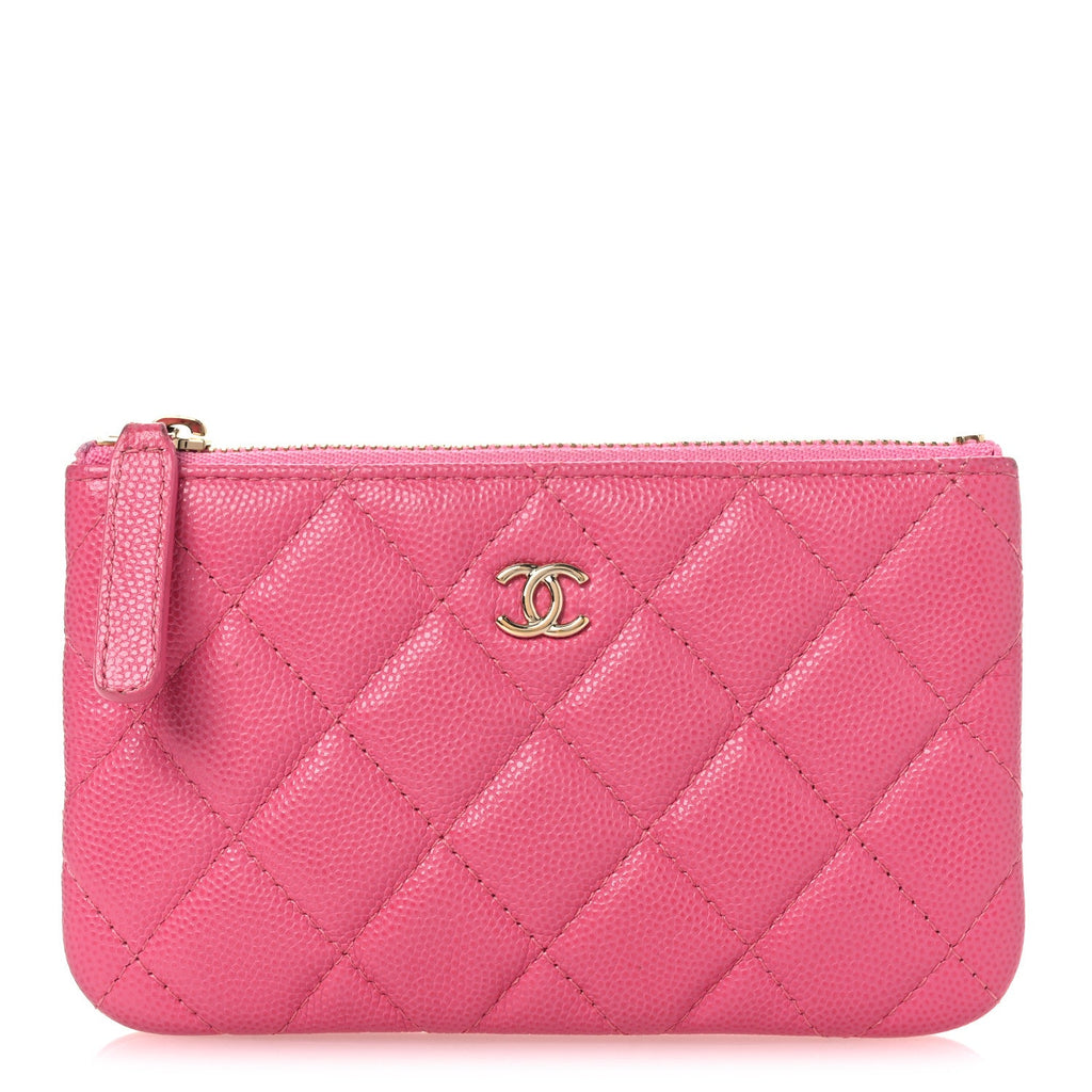 Caviar Quilted Small Cosmetic Case Pink