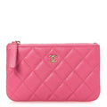 Caviar Quilted Small Cosmetic Case Pink
