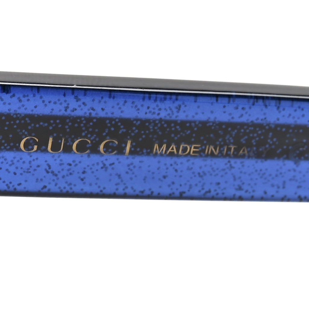 Gucci Acetate Square Frame Web Glitter Sunglasses GG0036S Brown Blue