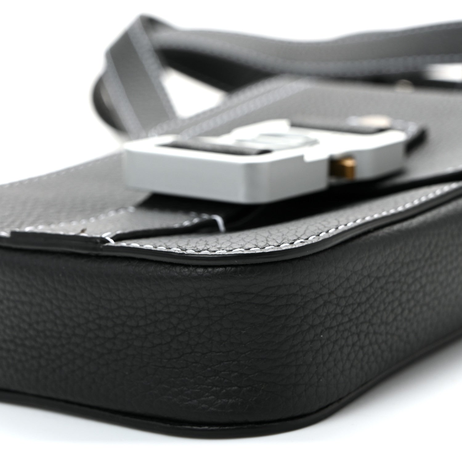 Christian Dior Grained Calfskin Vertical Saddle Pouch With Strap Black