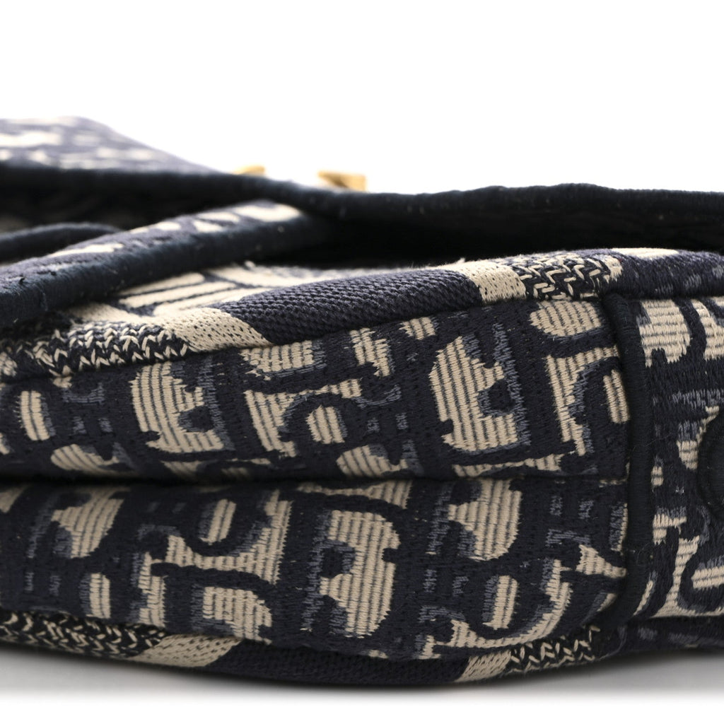 Christian Dior Oblique Embroidered Saddle Bag Blue