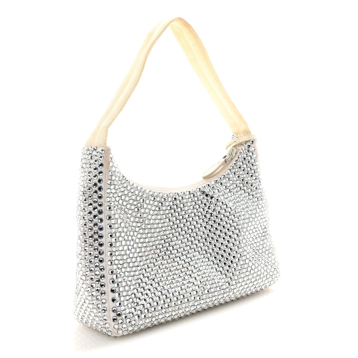 Prada Satin Crystal Mini Re-Edition 2000 Bag White