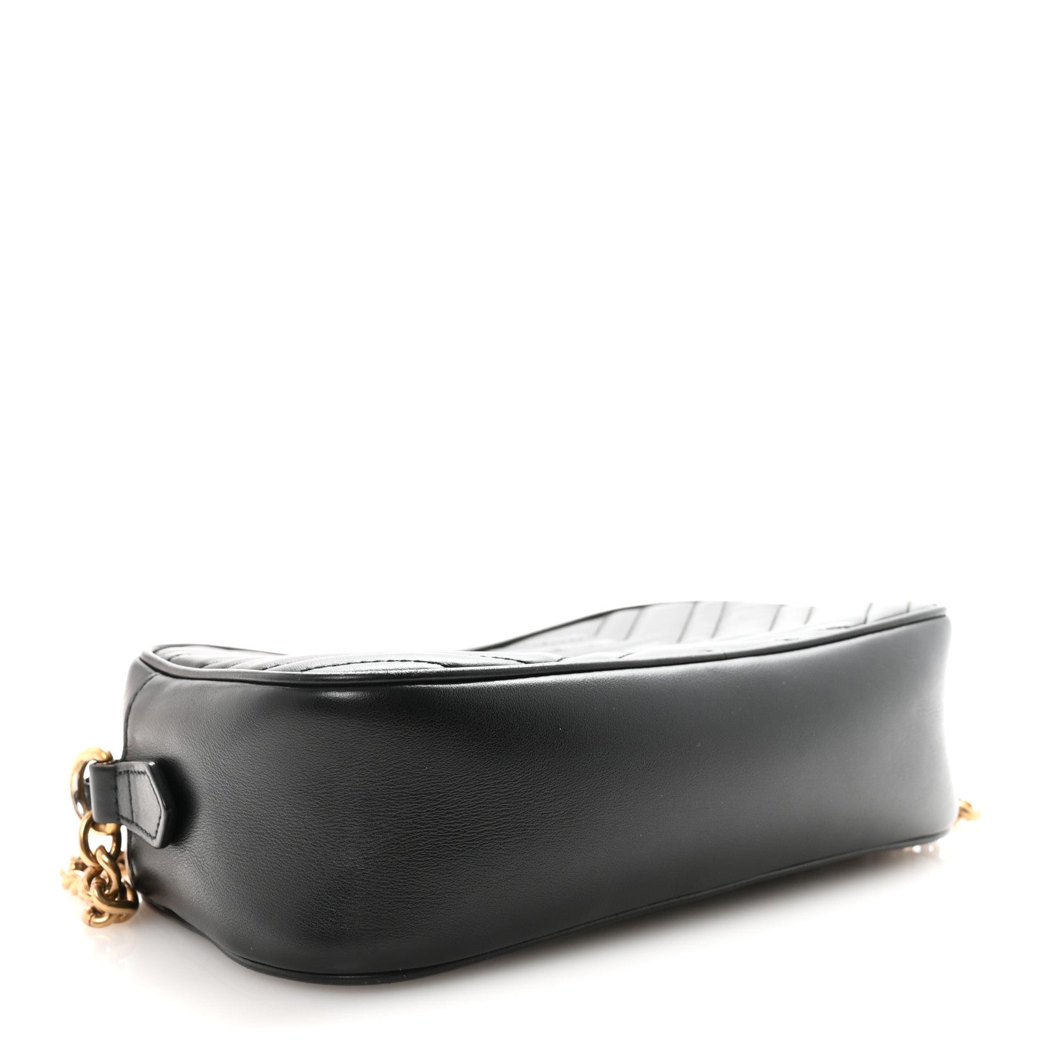 Gucci Calfskin Matelasse Small GG Marmont Chain Shoulder Bag Black