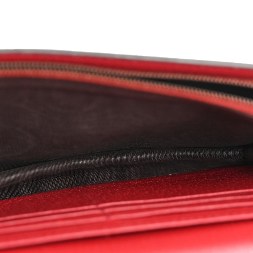 Gucci GG Supreme Monogram Web Queen Margaret Chain Wallet Red
