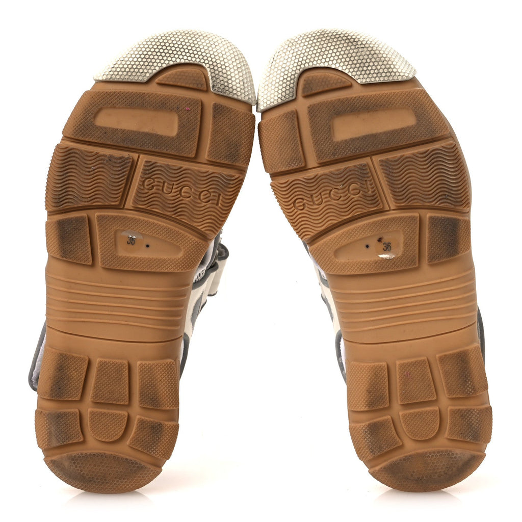 Gucci Mesh Fabric Tinsel Sport Sandals 36 White Silver