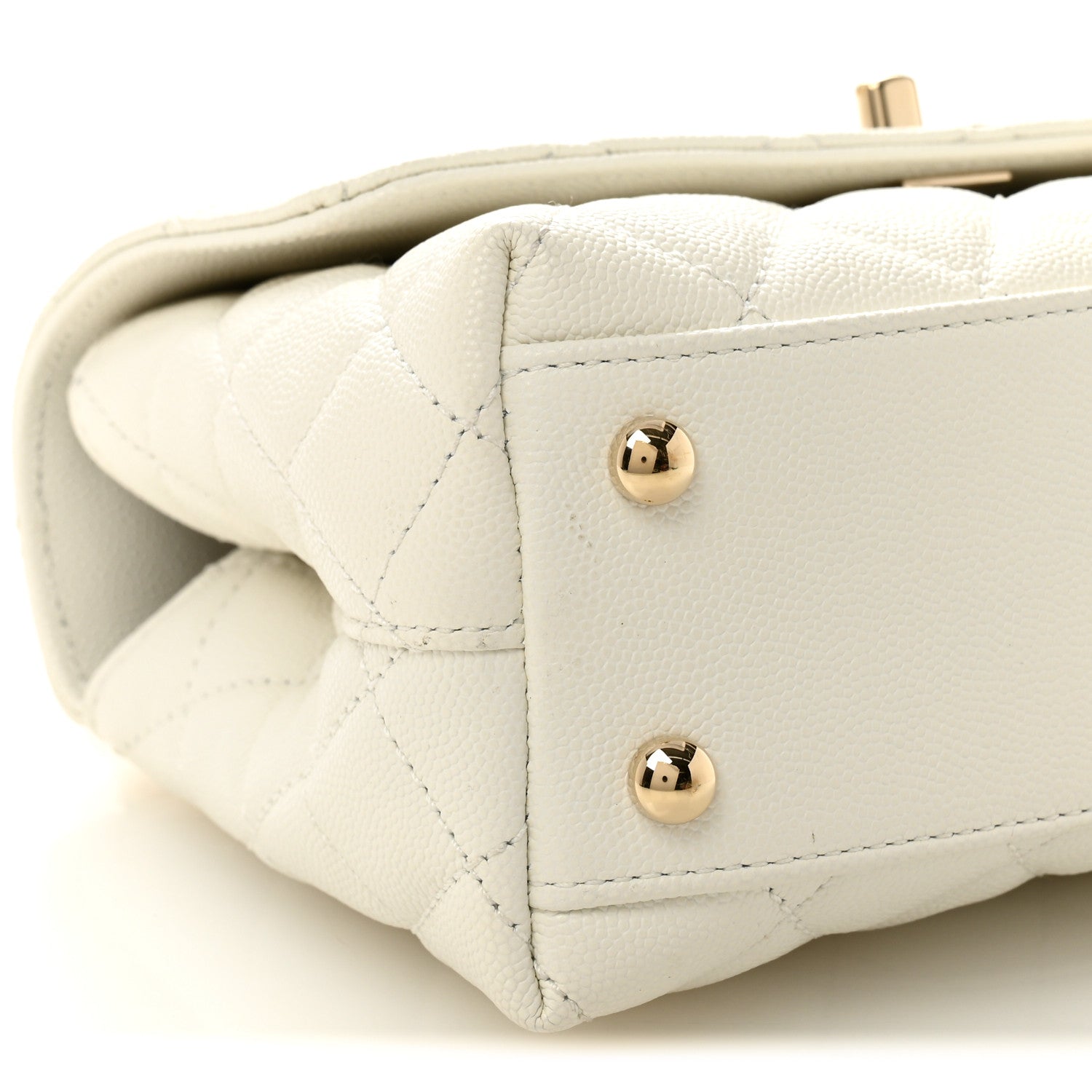 Chanel Caviar Quilted Mini Coco Handle Flap White