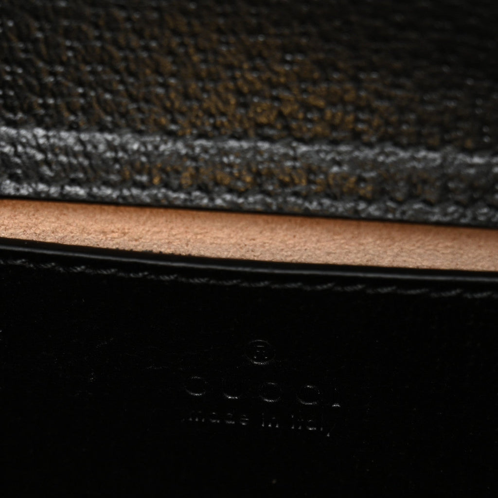 Gucci Textured Dollar Calfskin Web Small Diana Shoulder Bag Black Dusty Grey