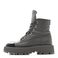 Calfskin CC Lace Up Combat Boots 39 Gray