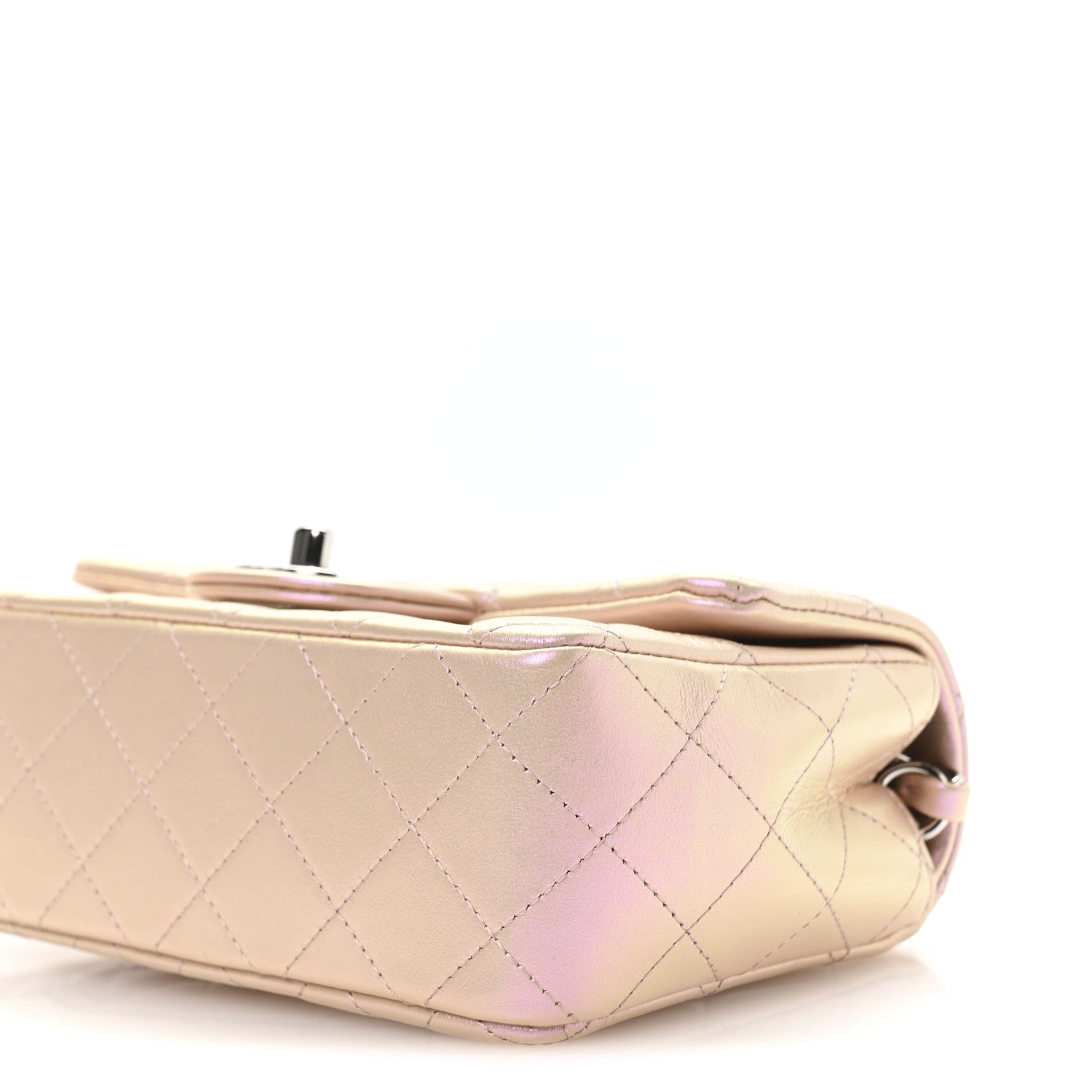 Chanel Iridescent Calfskin Quilted Mini Rectangular Flap Pink