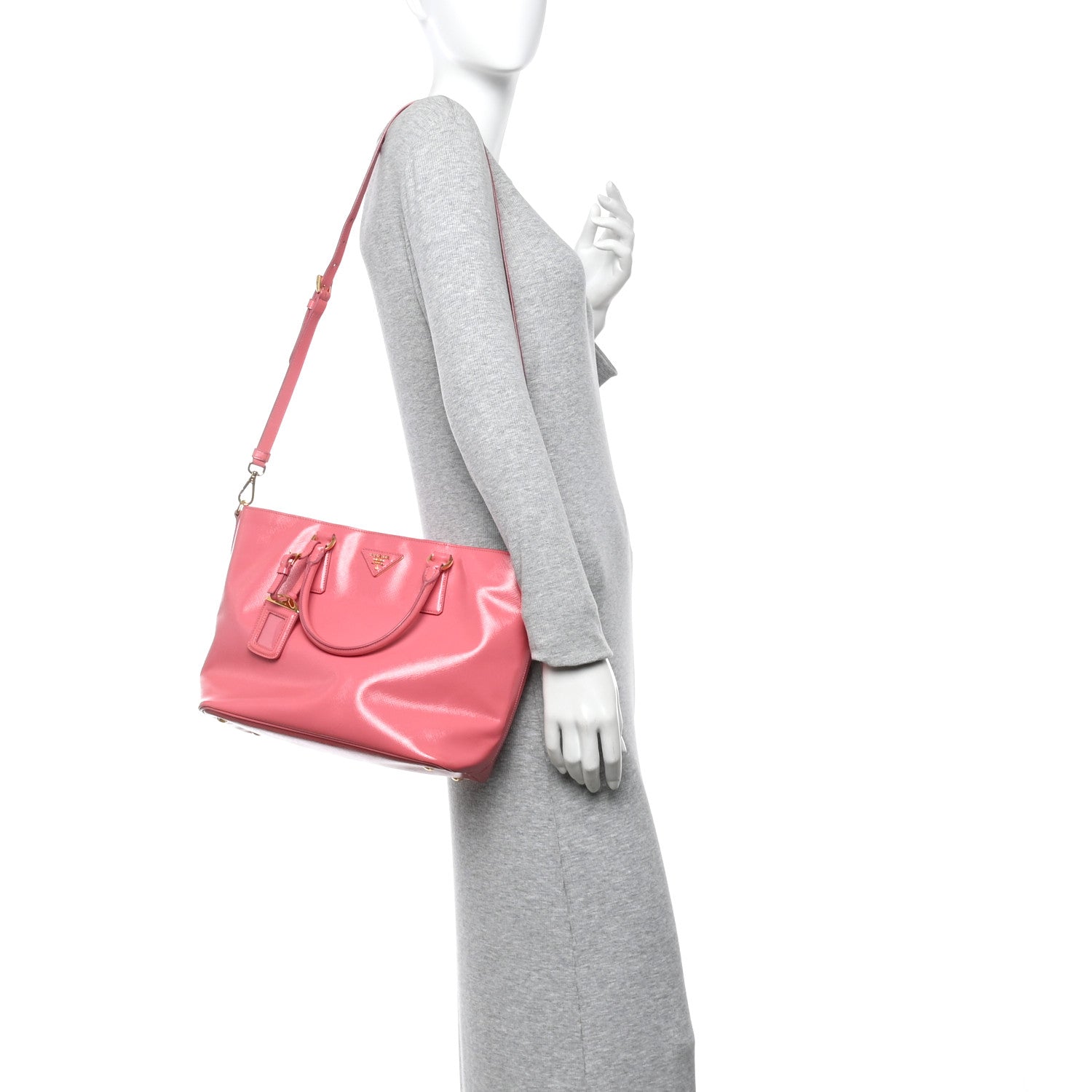 Prada Saffiano Vernice Galleria Shopping Tote Begonia